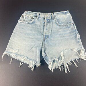 AGOLDE Jean Short Women 26* Riley High Rise Distressed Cut Off Denim Jort Tag 26